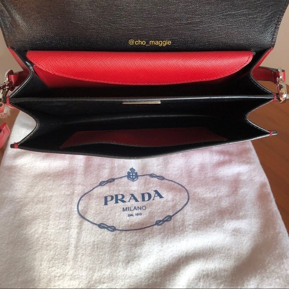 Prada Red Saffiano Lux Mini Sound Bag - Picture 7 of 9